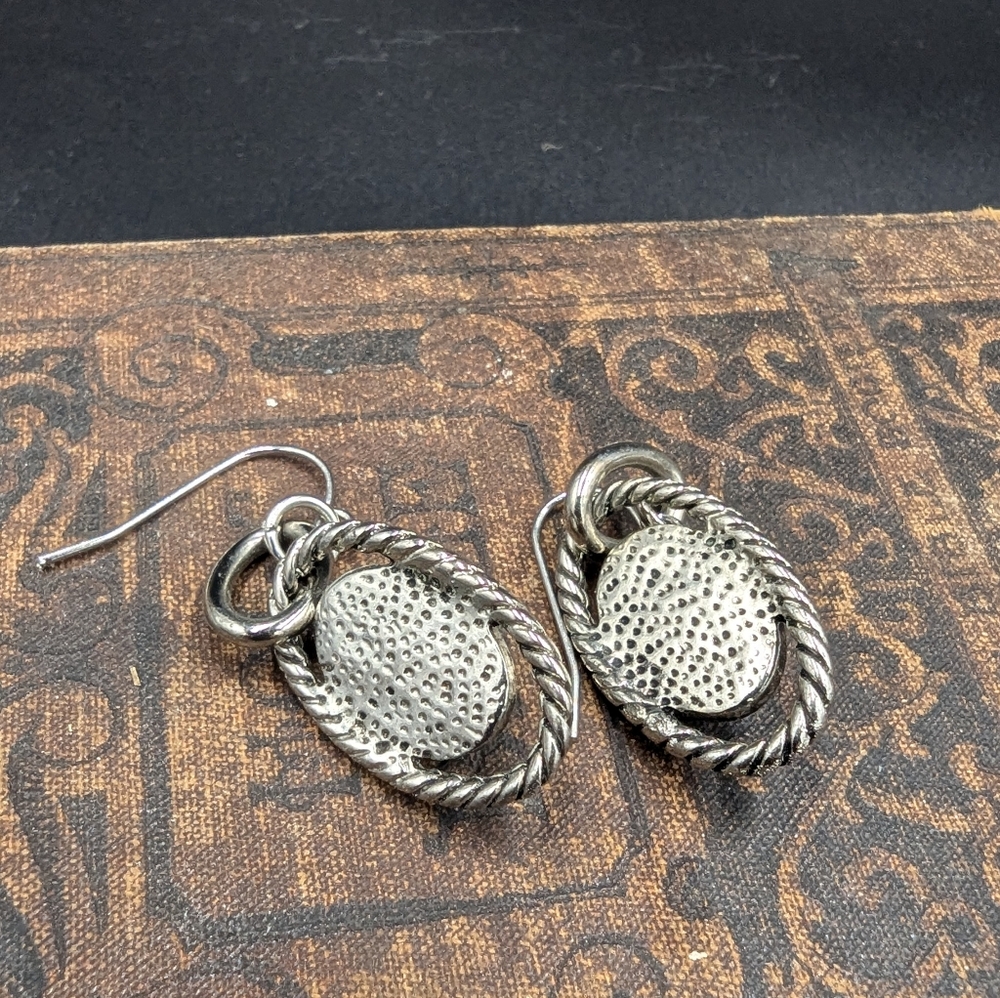 Silver Pearl Dangle Earrings - Picture 3 of 3